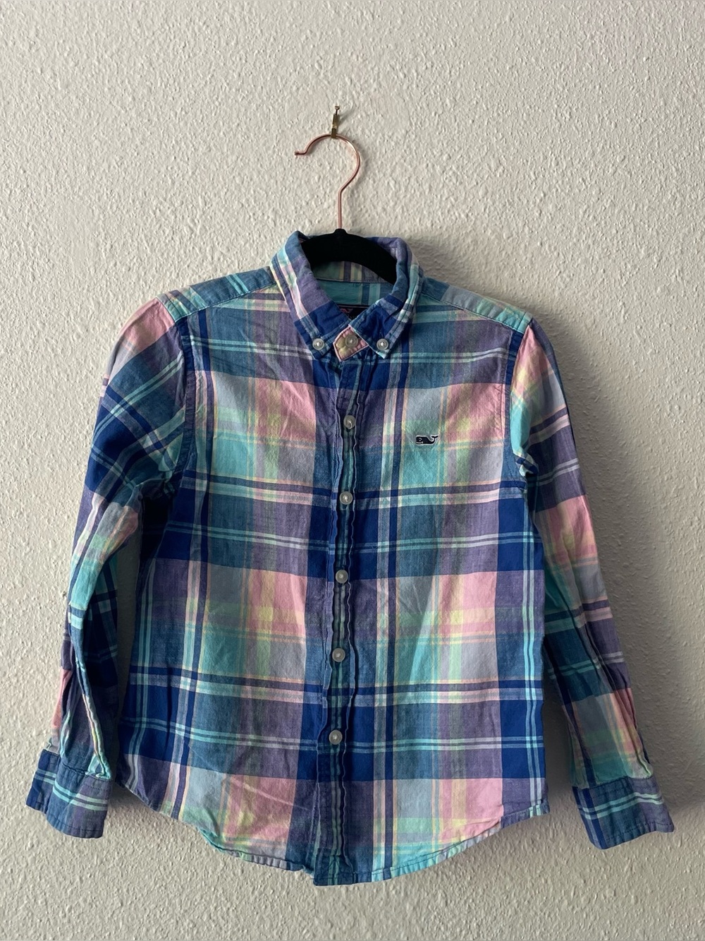 Vineyard Vines Outlet Boys Size 5 Whale Shirt Madras Plaid Button Down Cotton